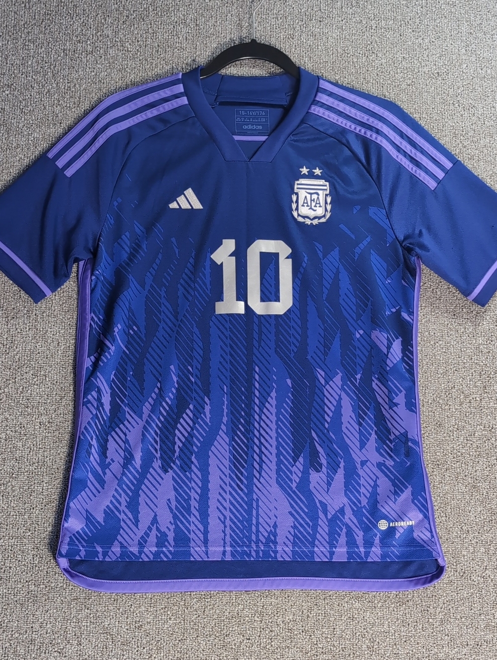Adidas World Cup QATAR 2022 Argentina Messi #10 AWAY Soccer Jersey Y-XL/Men's S